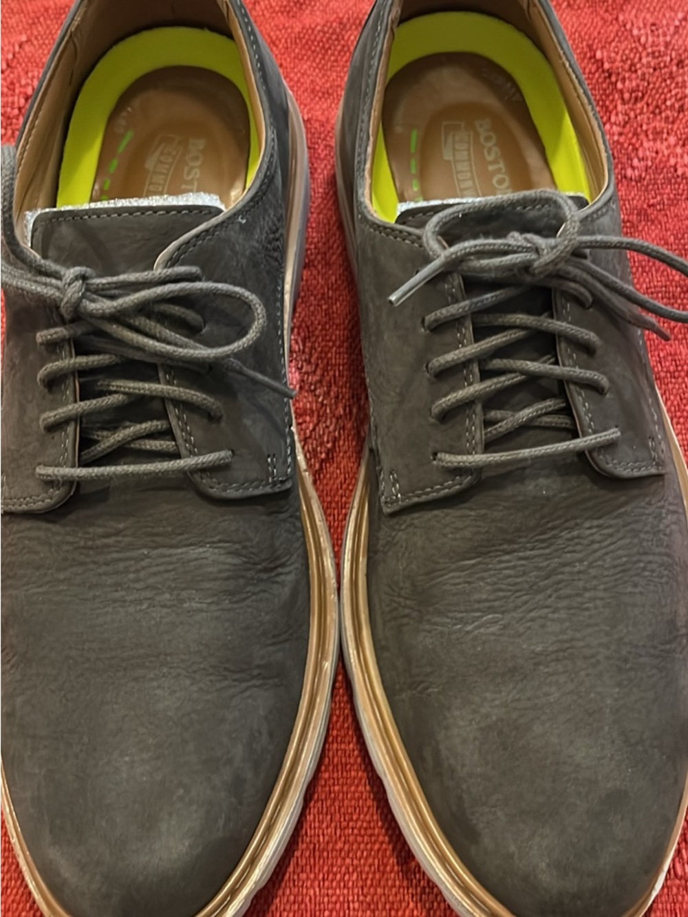 Bostonian Gray Lace-Up Oxfords with Tan Contrast Sole
